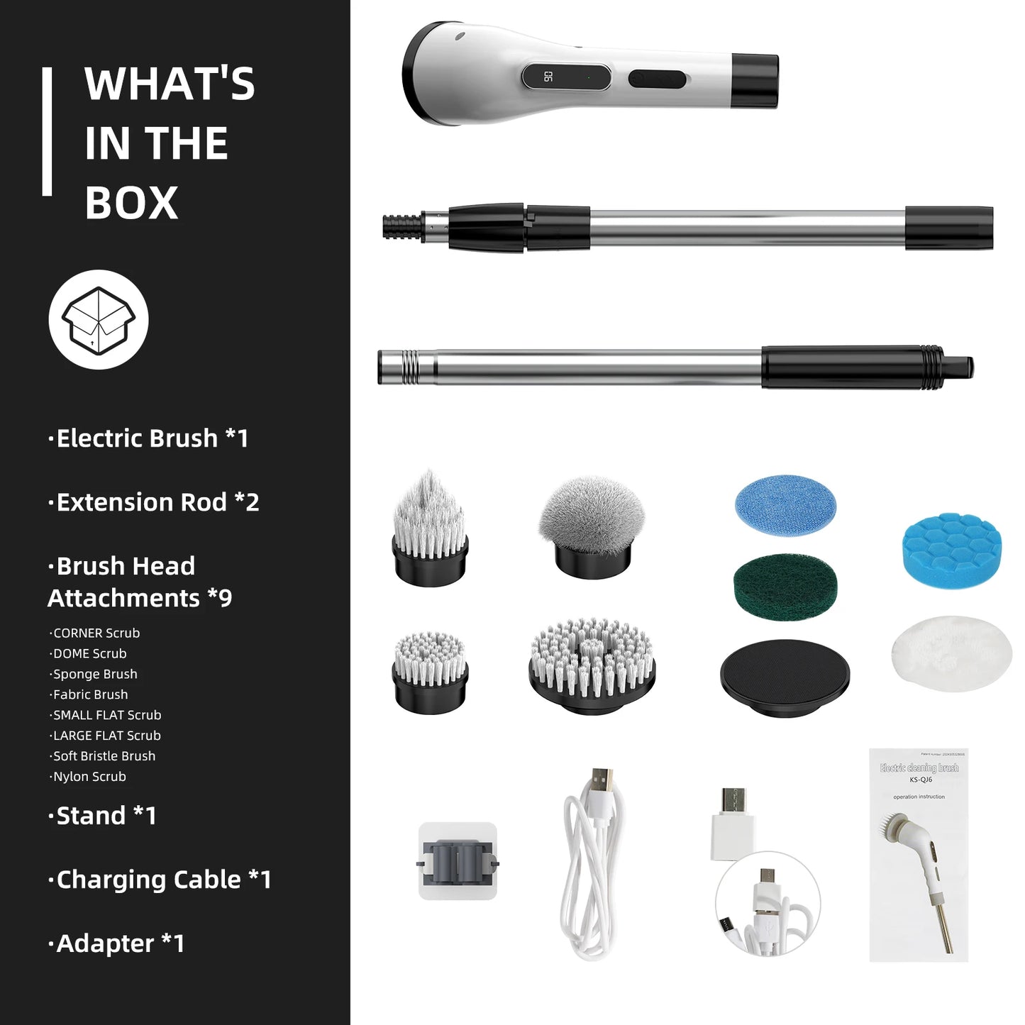 Powerful 9-in-1 Cordless Electric Brush
